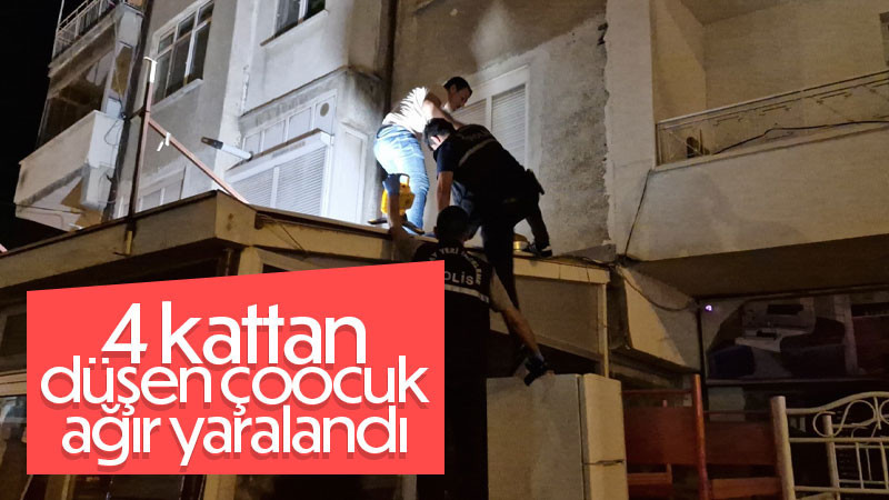 Dördüncü kattan iş yerinin tentesine düşen çocuk ağır yaralandı