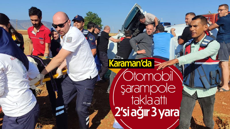 Otomobil şarampole takla attı: 2’si ağır 3 yaralı