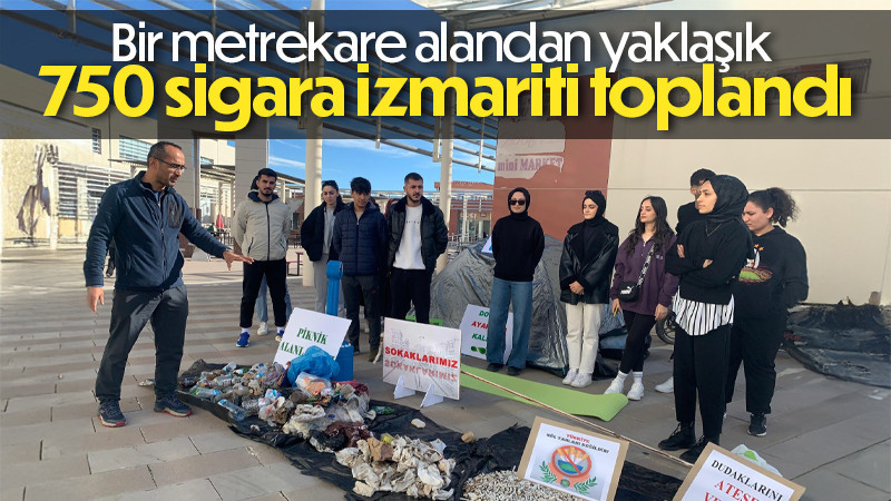 Bir metrekare alandan yaklaşık 750 sigara izmariti toplandı