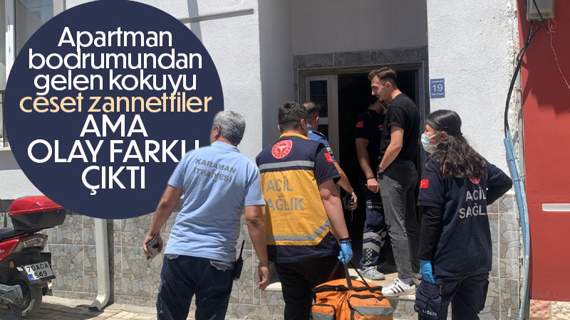 Karaman'da binadan yayılan kötü koku ekipleri harekete geçirdi