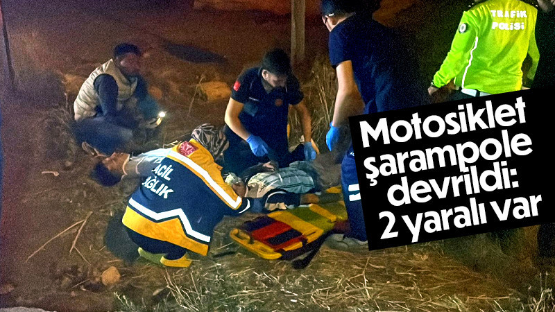 Karaman'da motosiklet şarampole devrildi: 2 yaralı