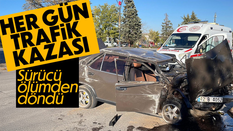 Takla atan otomobil hurdaya dönerken sürücüsü ölümden döndü