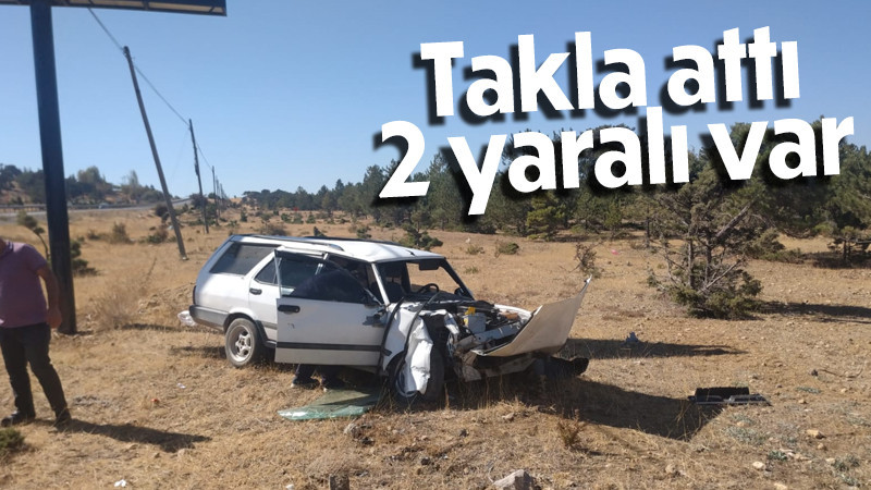 Karaman’da otomobil takla attı: 2 yaralı